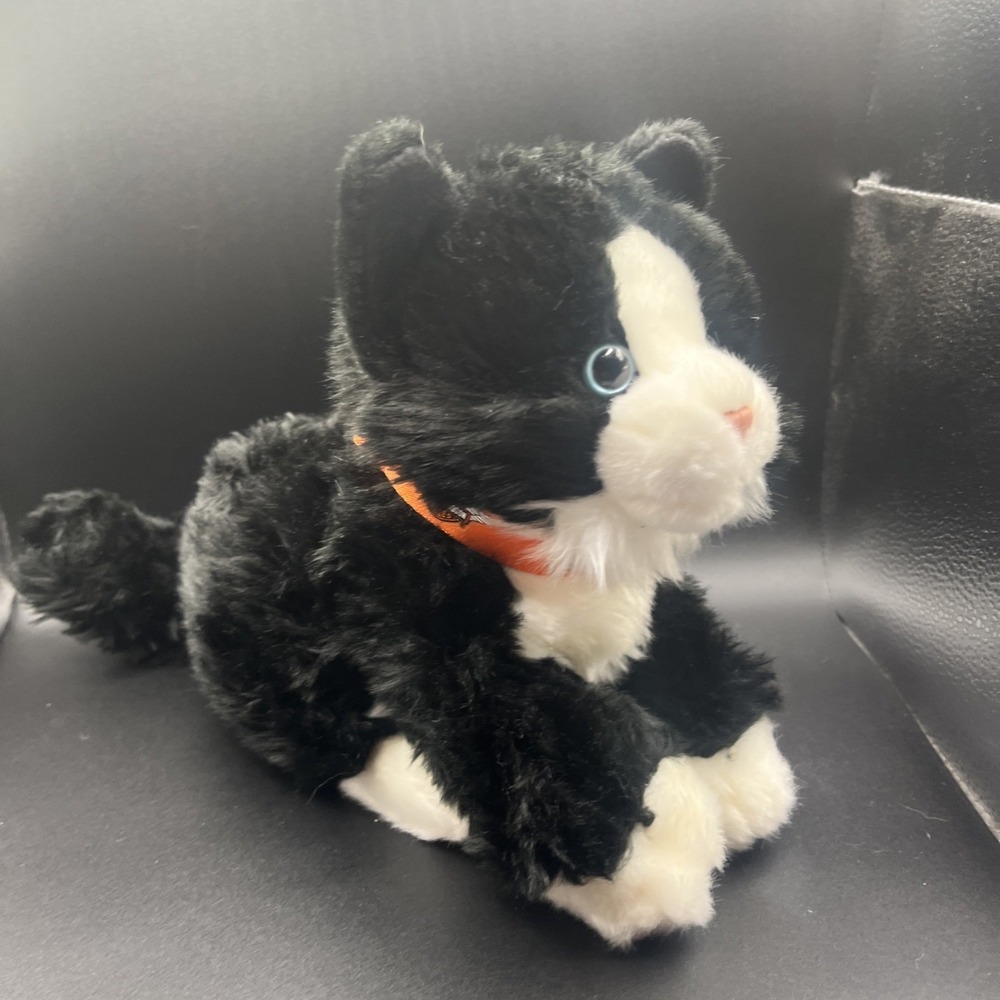 Vtg Harley Davidson Tuxedo Cat Plush Stuffed Animal Orange Collar Rattle Tail
